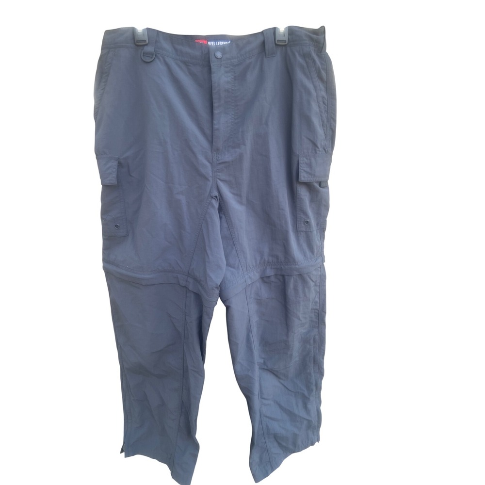 Reel Legends Mens XL/30‎ Gray Convertible Cargo Fishing Pants Nylon Zip Off Leg